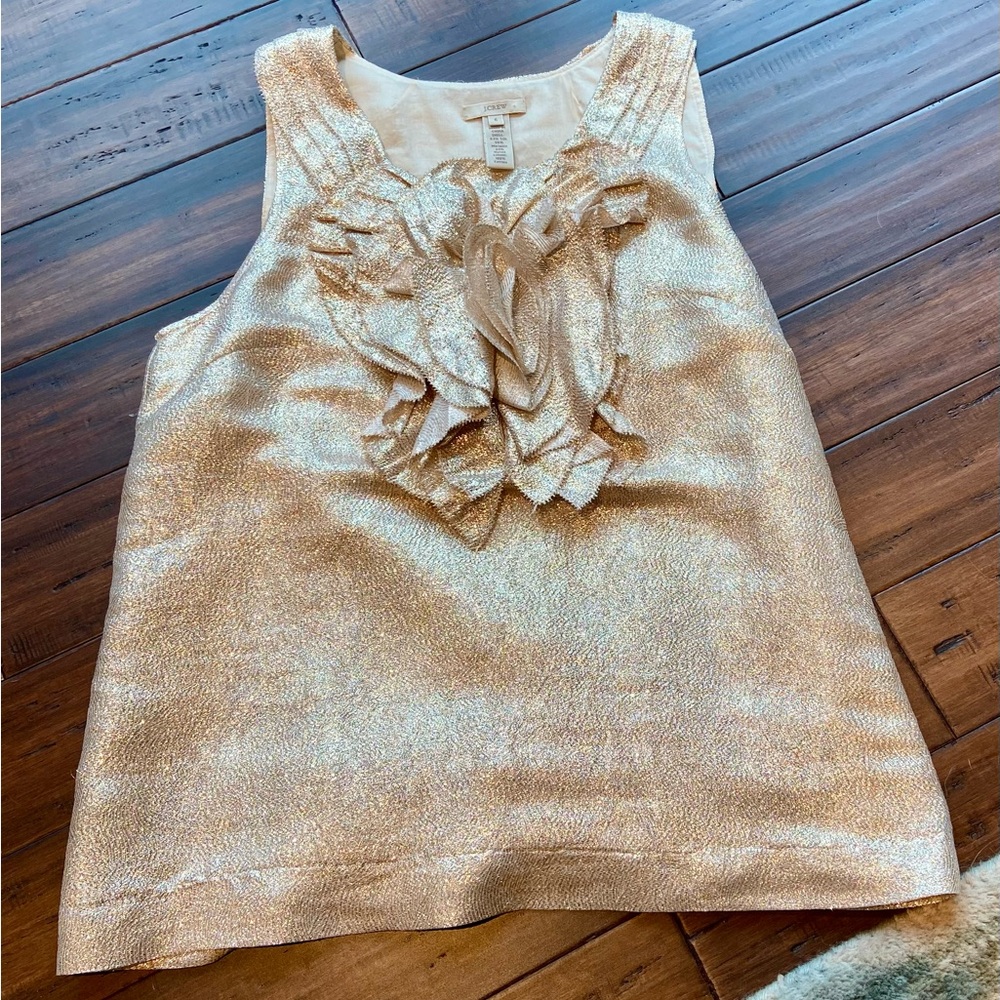 $20 J Crew Silk textured top in gold